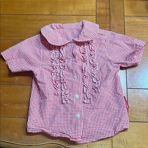 NWOT Toddler Cotton Shirt, bought to wear with Lederhosen. Red - White. 2T